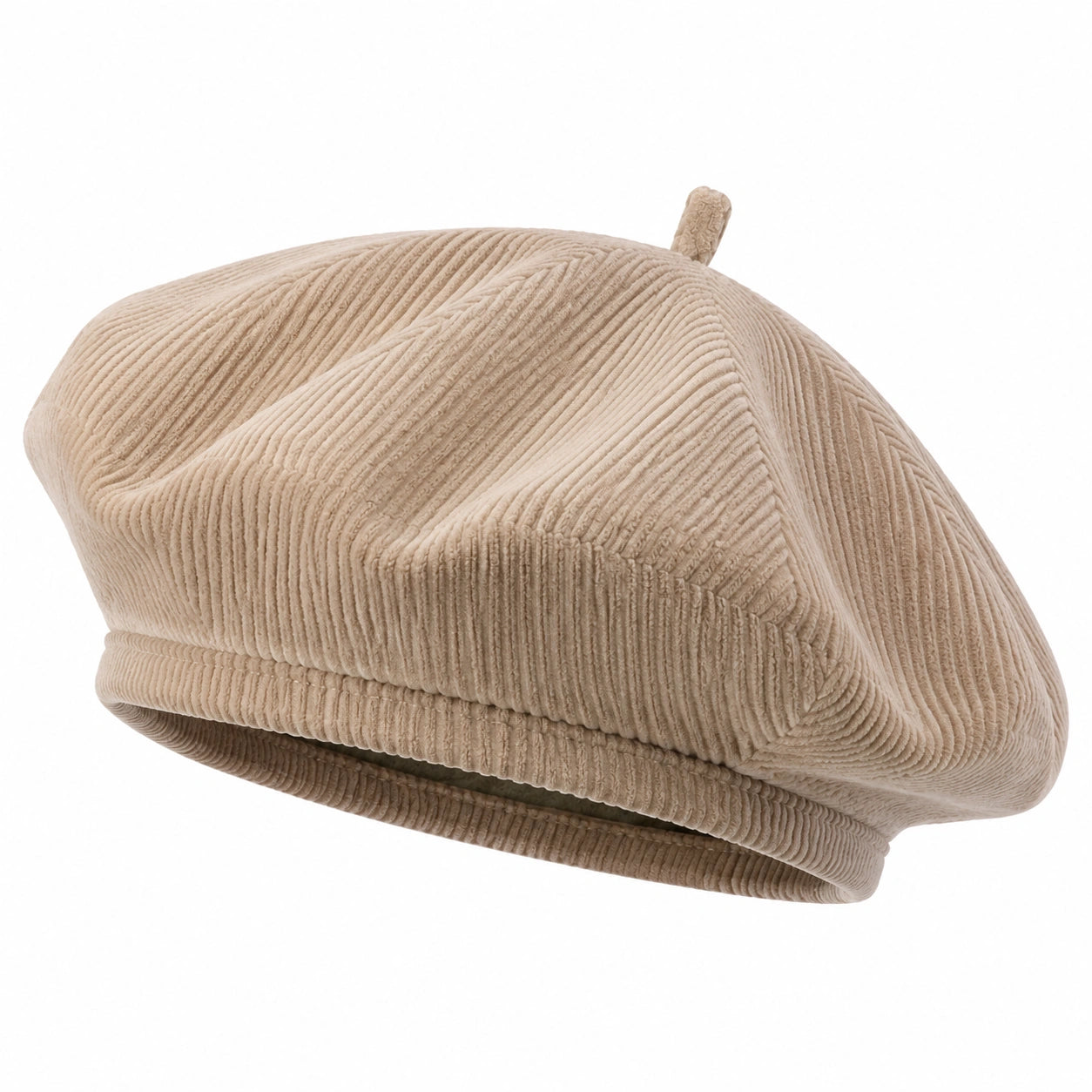 Béret taille unique en velours côtelé beige - style décontracté