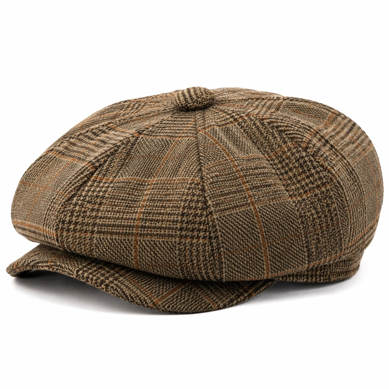 Casquette gavroche taille unique tissu à carreaux marron style classique