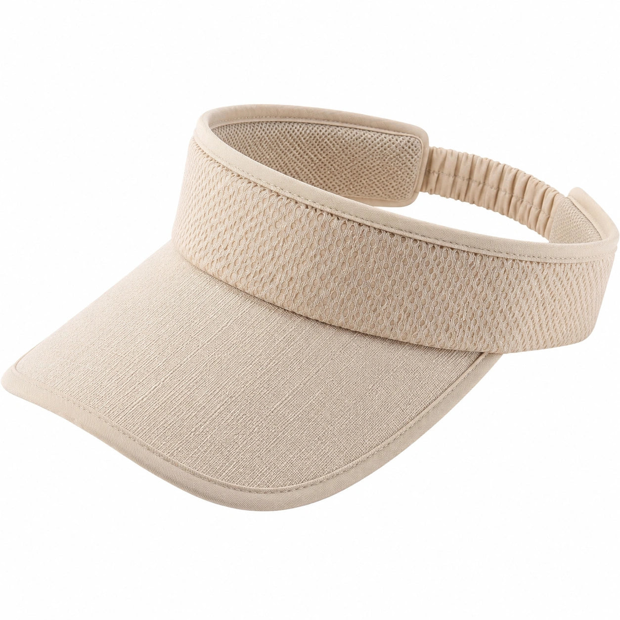 Visière femme taille unique en textile beige réglable pour protection solaire