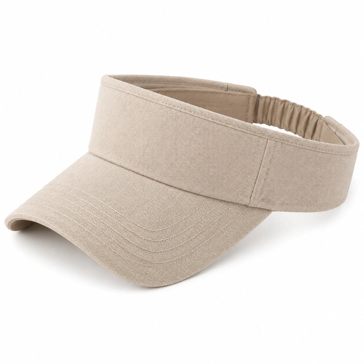 Visière de sport taille unique en tissu tissé beige ajustable