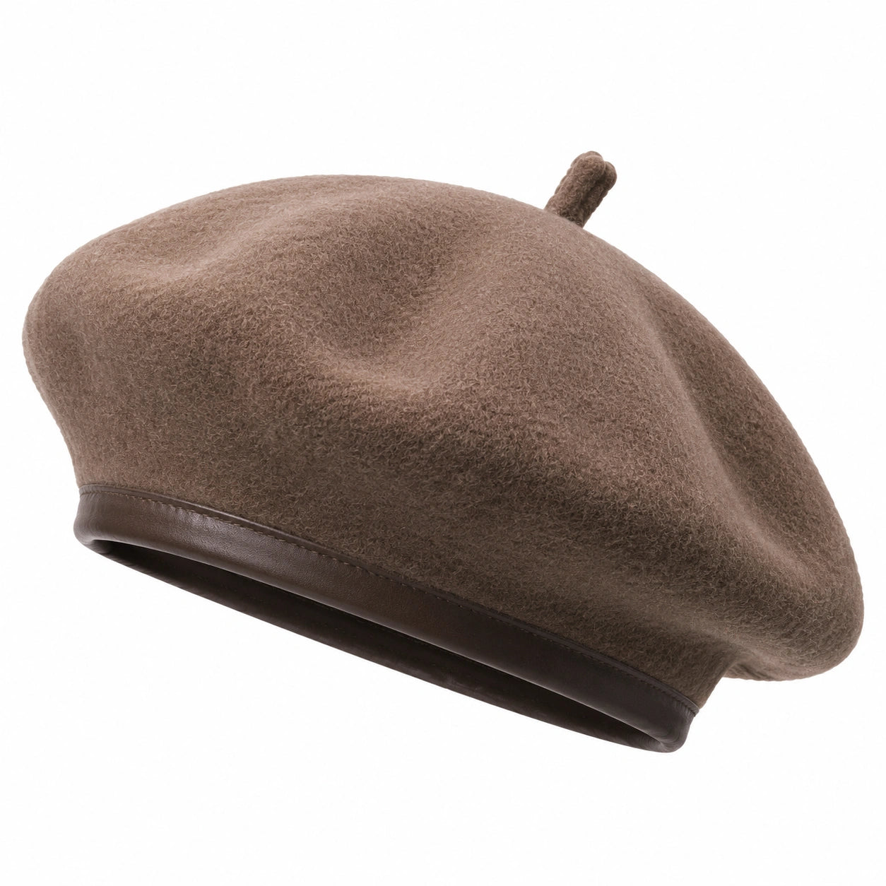 Béret taille unique en textile effet laine marron style classique