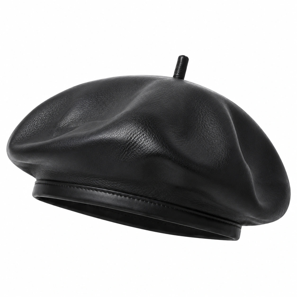 Béret taille unique en matière synthétique noire style classique