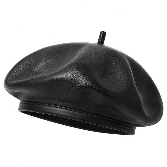 Béret taille unique en matière synthétique noire style classique