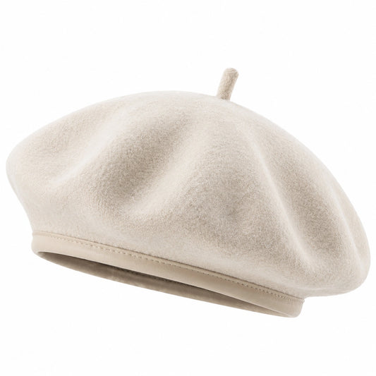 Béret taille unique textile effet feutré beige style classique