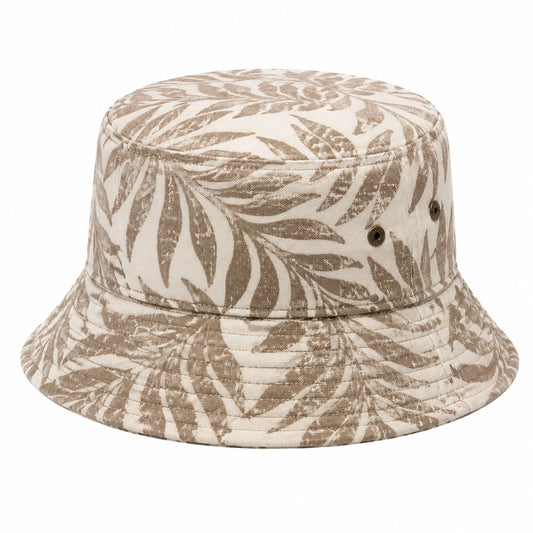 Chapeau bob taille unique en textile beige et marron à motif feuillage style décontracté