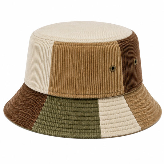 Bob taille unique en velours côtelé beige camel marron kaki style décontracté