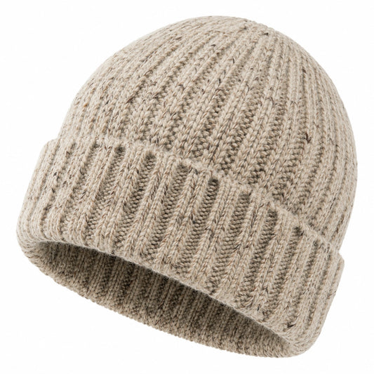Bonnet taille unique en maille côtelée beige - style décontracté hiver