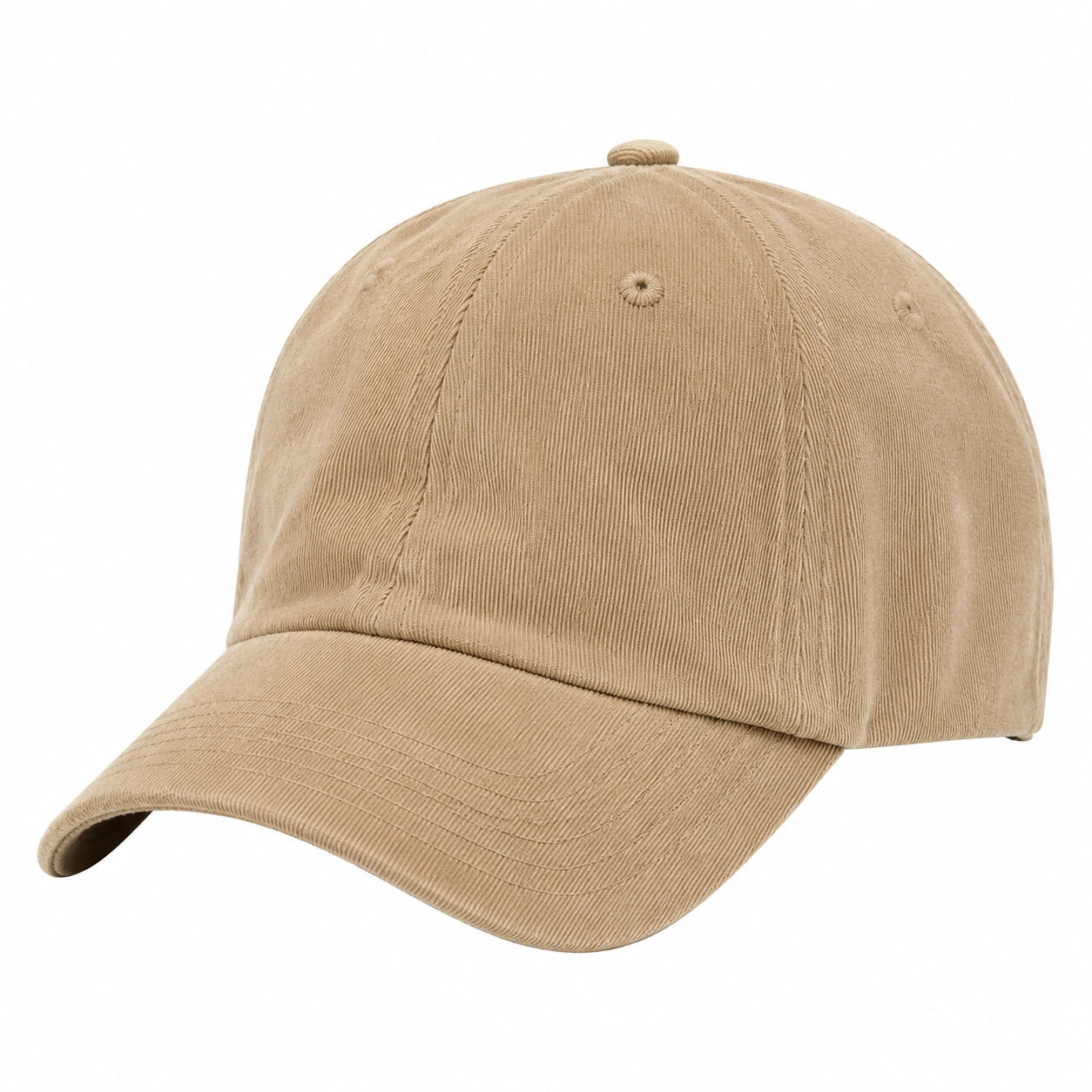 Casquette taille unique beige en tissu côtelé à visière courbée