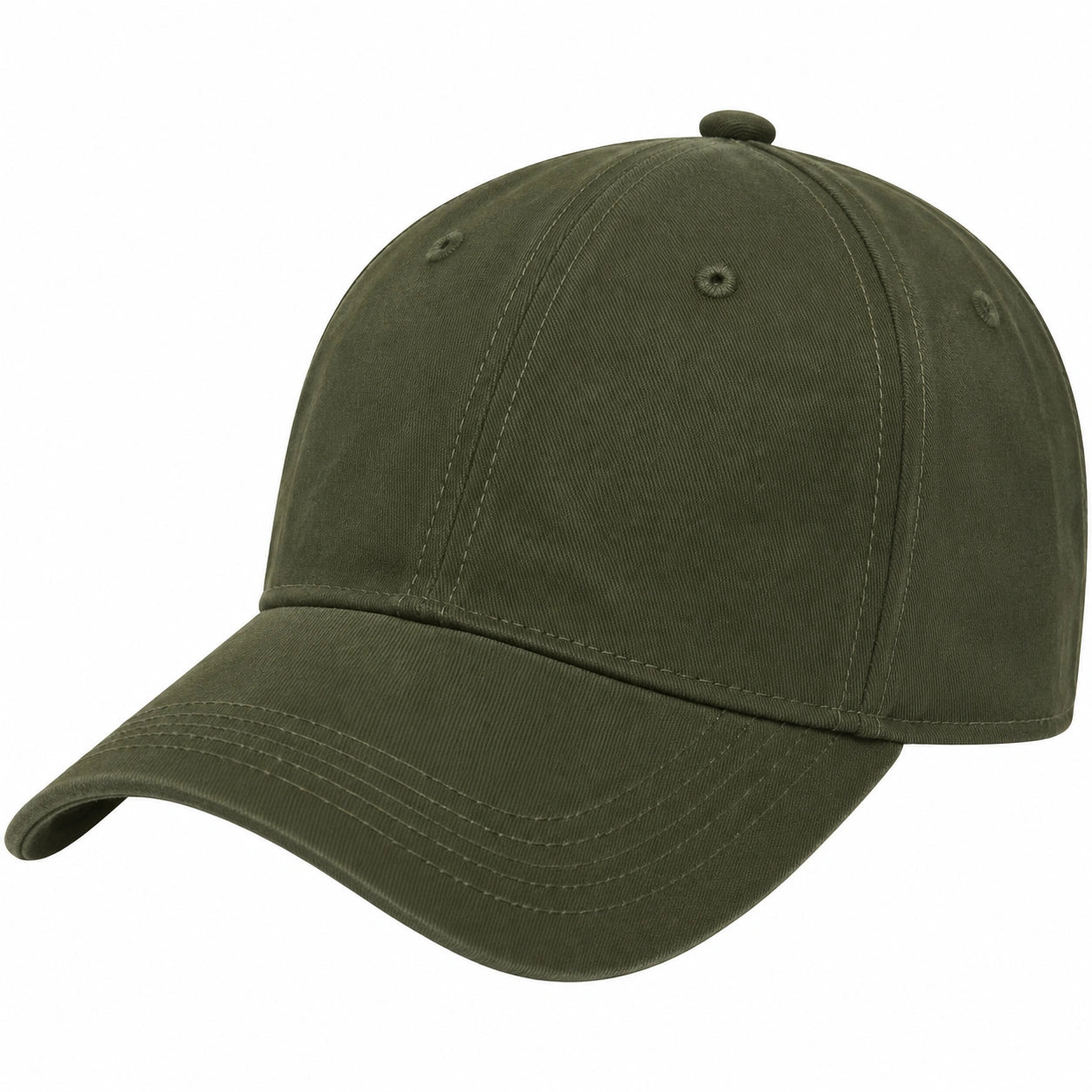 Casquette taille unique en tissu vert kaki à visière courbée
