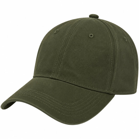 Casquette taille unique en tissu vert kaki à visière courbée