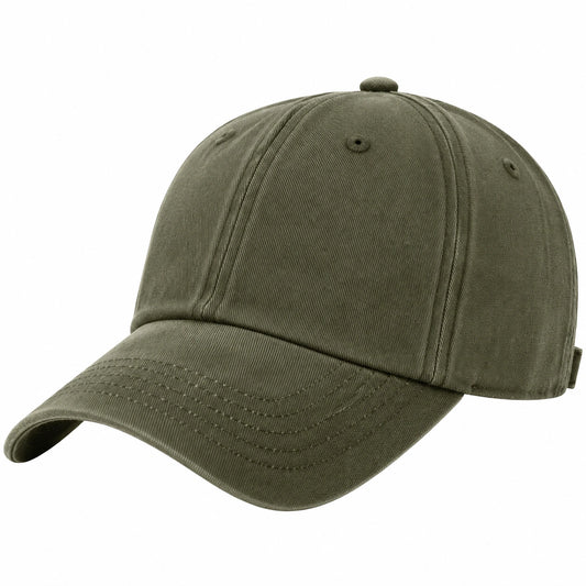 Casquette taille unique en tissu kaki à visière courbée style baseball