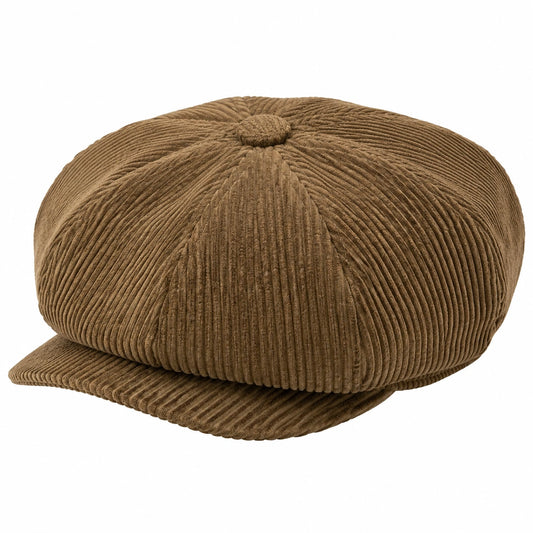 Casquette gavroche taille unique en velours côtelé marron - style décontracté