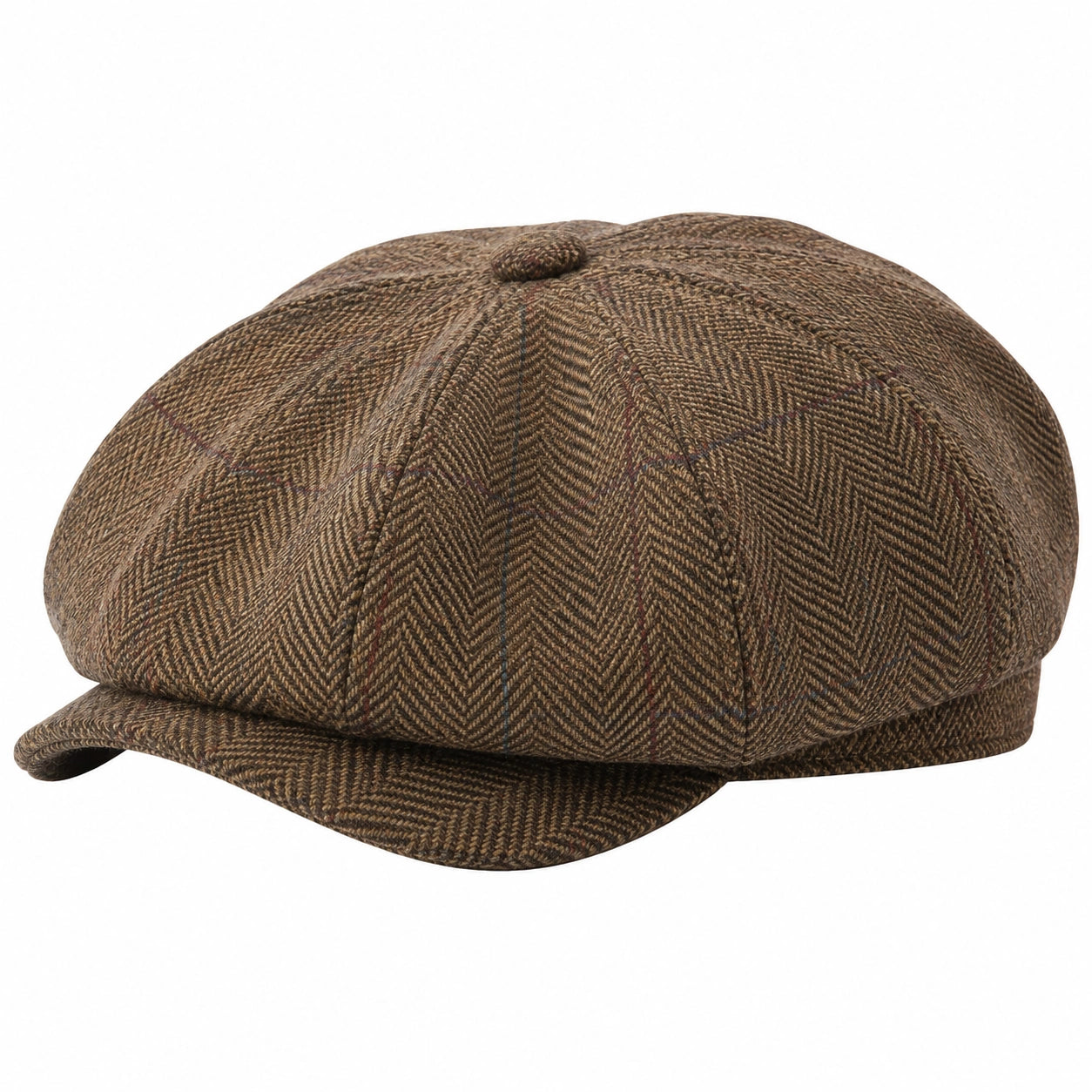 Casquette gavroche taille unique en tissu marron à chevrons style classique