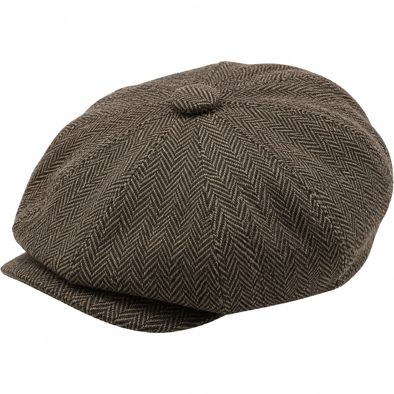Casquette plate taille unique en tissu marron à chevrons style classique