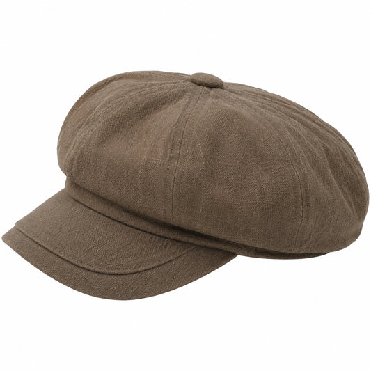 Casquette gavroche taille unique marron en tissu aspect suédine à visière style rétro