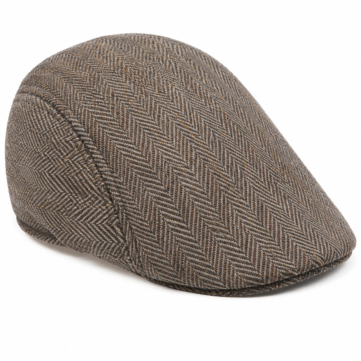Casquette plate taille unique en textile marron gris à motif chevrons style classique