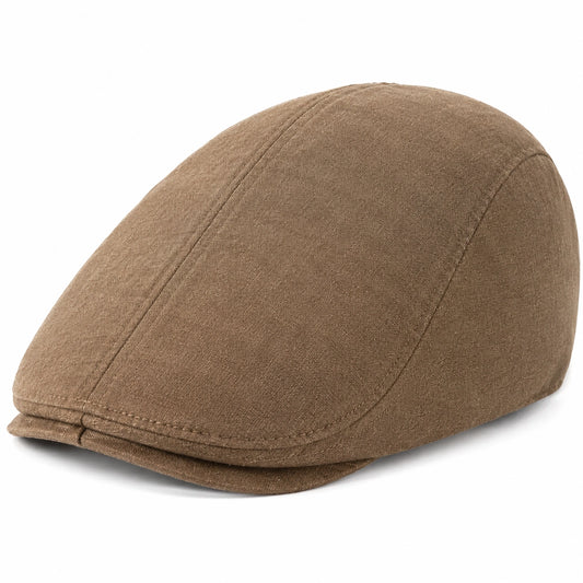 Casquette plate taille unique en textile effet suédine marron style classique