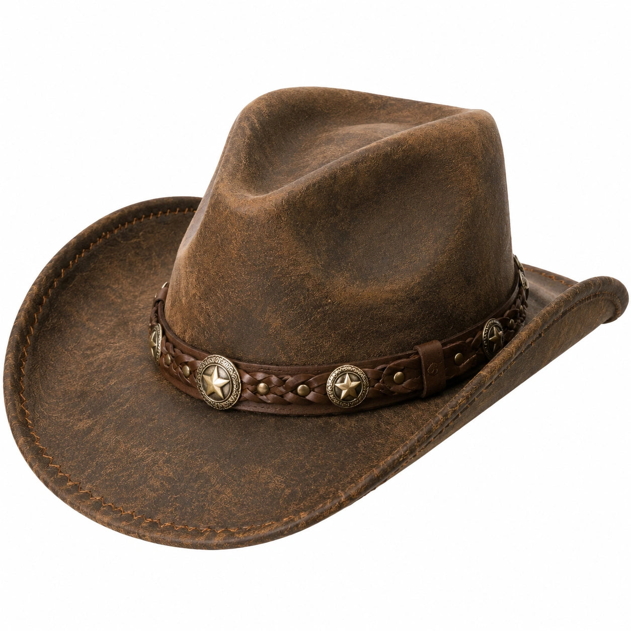 Chapeau cowboy taille unique en matière synthétique marron style western