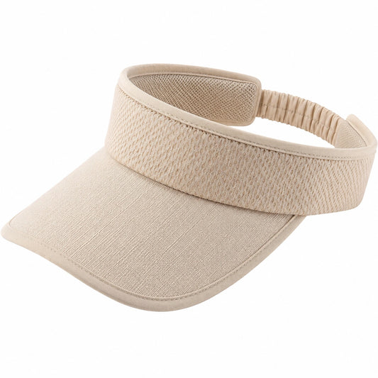 Visière femme taille unique en textile beige réglable pour protection solaire