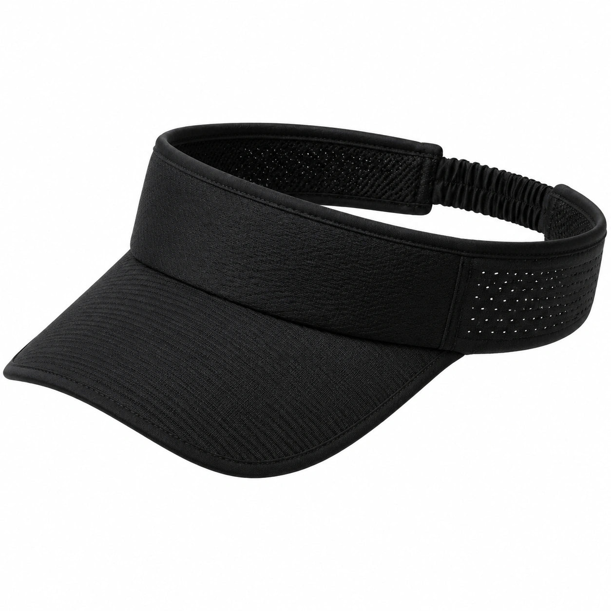 Visière de sport taille unique noire en textile à bande élastique respirante