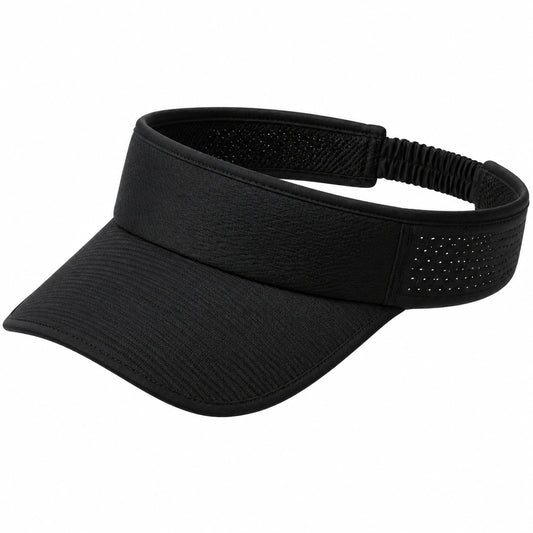 Visière de sport taille unique noire en textile à bande élastique respirante