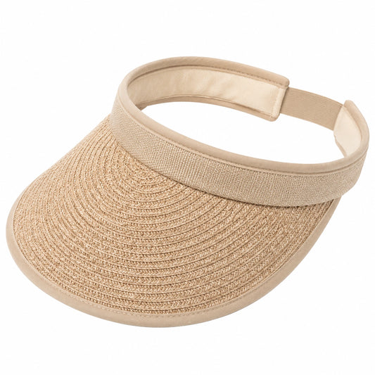 Visière de soleil taille unique en paille tressée beige réglable
