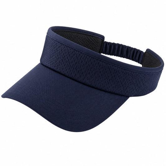 Visière de sport taille unique en tissu bleu marine - respirante avec bande élastique