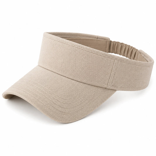 Visière de sport taille unique en tissu tissé beige ajustable