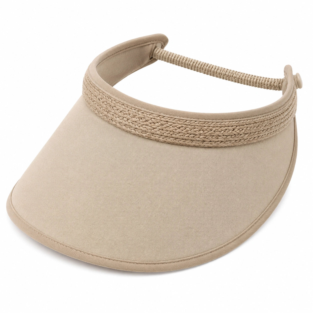 Visière taille unique en textile beige réglable tressée protection solaire