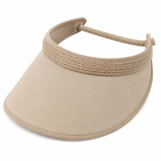 Visière taille unique en textile beige réglable tressée protection solaire