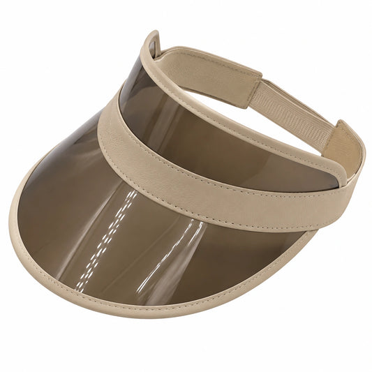 Visière pare-soleil taille unique en PVC beige réglable pour extérieur