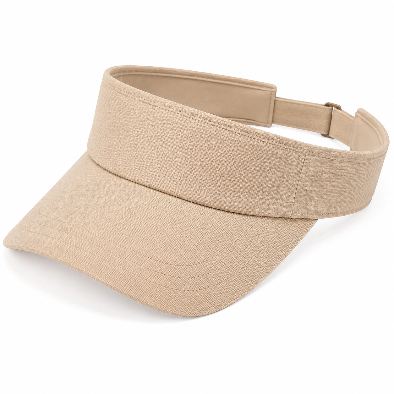 Visière unisexe taille unique en tissu beige réglable pour protection solaire